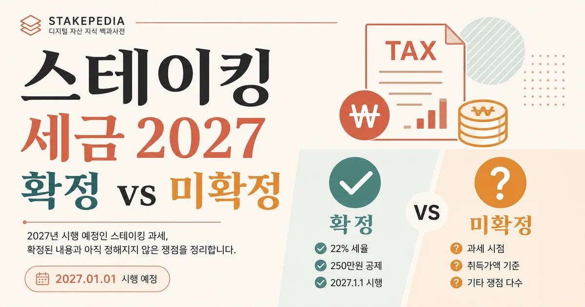 스테이킹 세금 2027 · 확정된 것과 아직 안 정해진 것